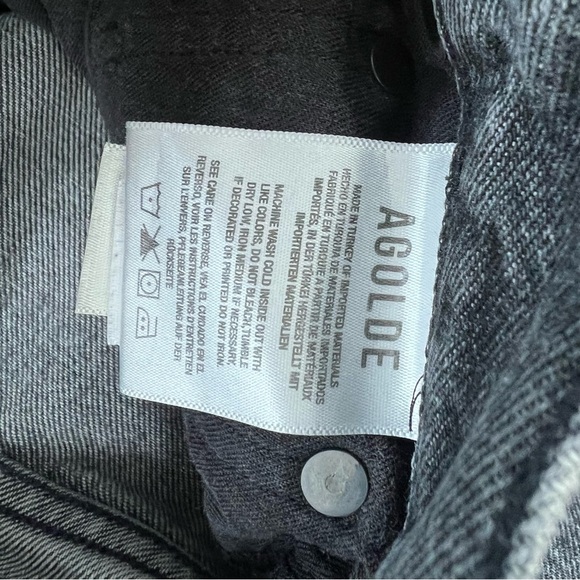 Agolde 90s Pinch High Rise Jeans Washed Black Size 23 - Picture 6 of 7